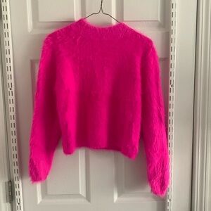 Lou & Grey pink fuzzy mock neck sweater, size XS